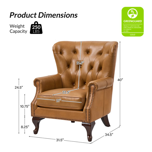 Lark Manor™ Ansumana 31.5 W Genuine Leather Armchair with Wing